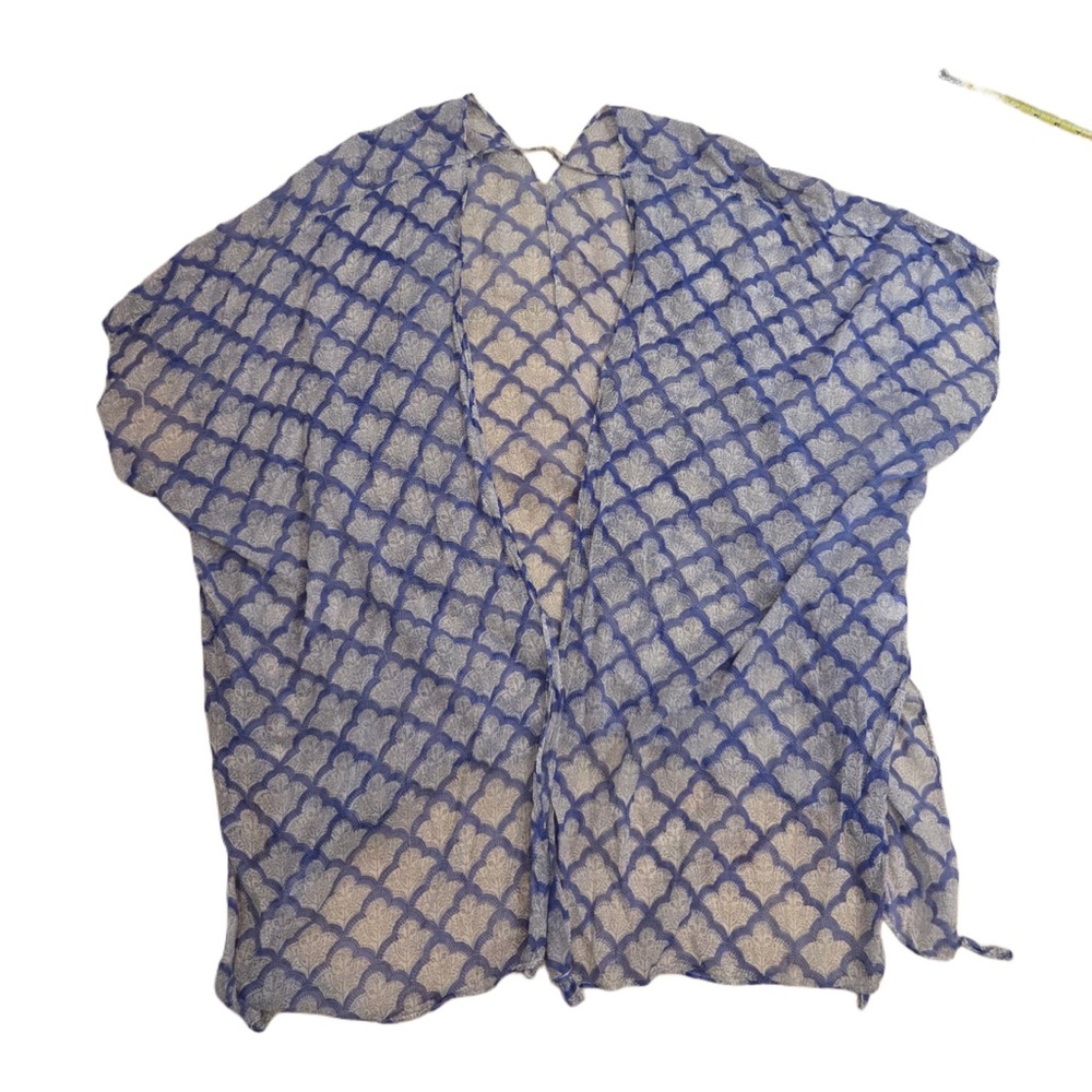 Roberta Roller Rabbit Blue and White Kimono Swim Cover Up Lounge Top!